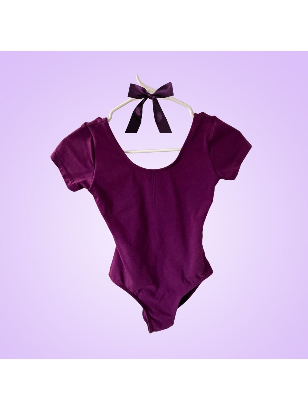 DUX Dance Adult Medium Purple Short-Sleeve Ballet Leotard | Scoop Back